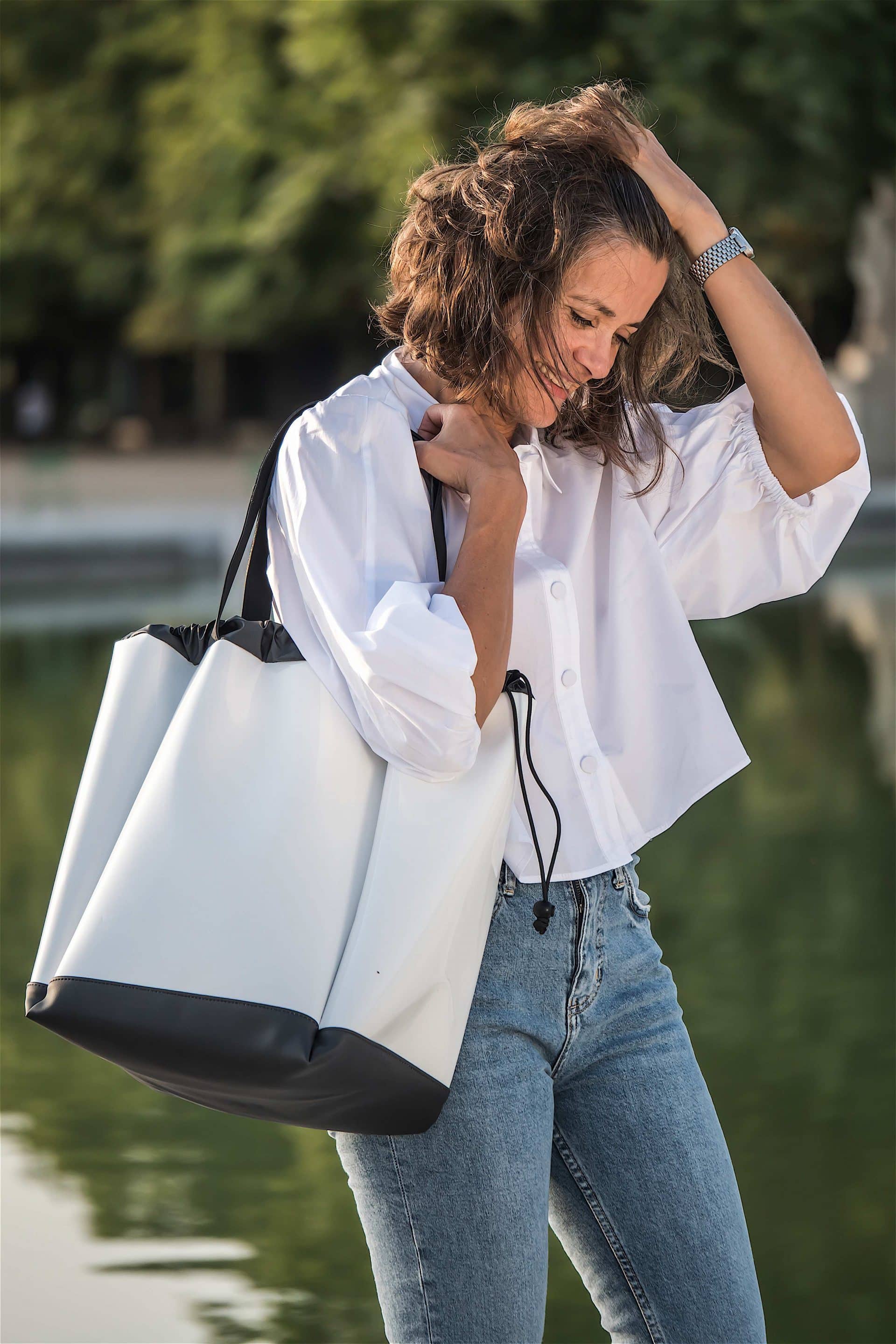 Sac cabas vernis blanc BIG BOAT, taille L